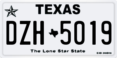 TX license plate DZH5019