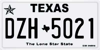 TX license plate DZH5021