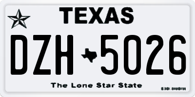 TX license plate DZH5026