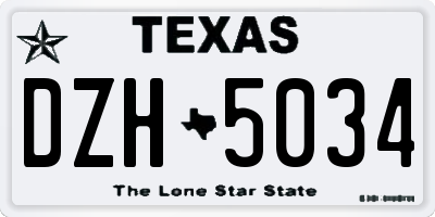 TX license plate DZH5034