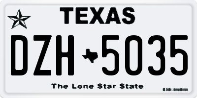 TX license plate DZH5035
