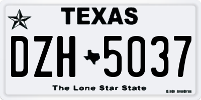 TX license plate DZH5037