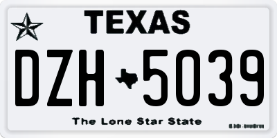 TX license plate DZH5039