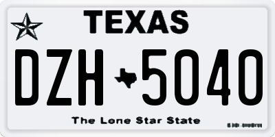 TX license plate DZH5040