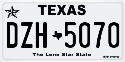 TX license plate DZH5070