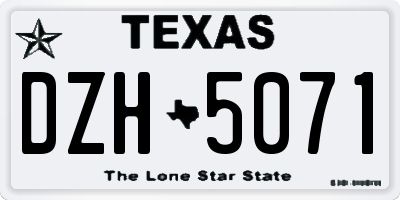 TX license plate DZH5071