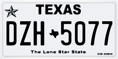TX license plate DZH5077