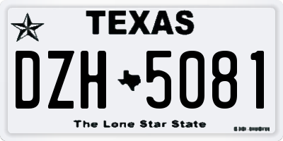 TX license plate DZH5081