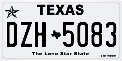 TX license plate DZH5083
