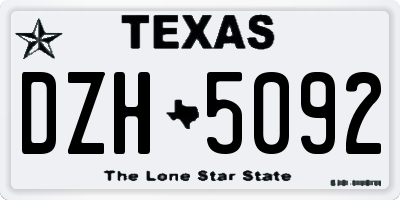 TX license plate DZH5092