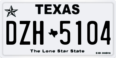 TX license plate DZH5104