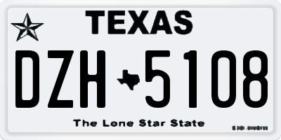 TX license plate DZH5108