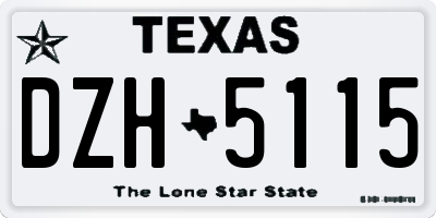 TX license plate DZH5115