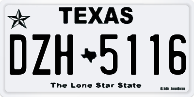 TX license plate DZH5116