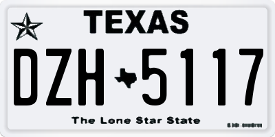 TX license plate DZH5117