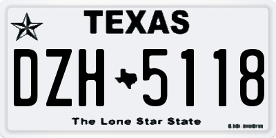 TX license plate DZH5118