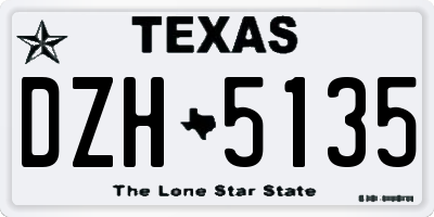 TX license plate DZH5135