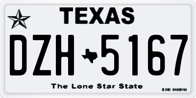 TX license plate DZH5167