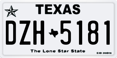 TX license plate DZH5181