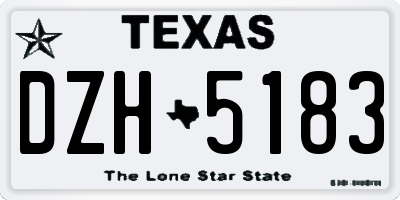 TX license plate DZH5183