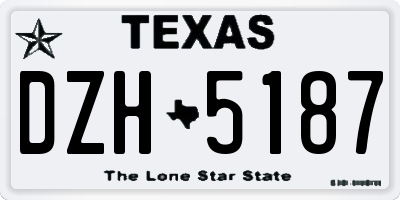 TX license plate DZH5187