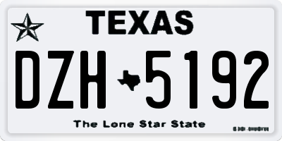 TX license plate DZH5192