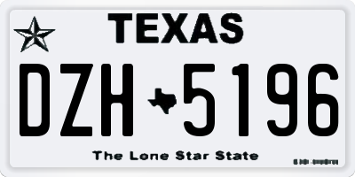 TX license plate DZH5196