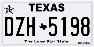 TX license plate DZH5198
