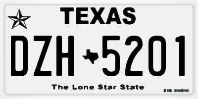 TX license plate DZH5201