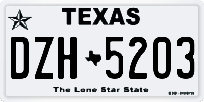 TX license plate DZH5203