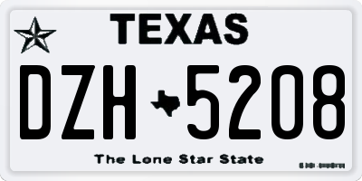 TX license plate DZH5208