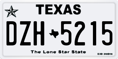 TX license plate DZH5215
