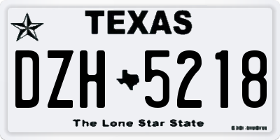 TX license plate DZH5218