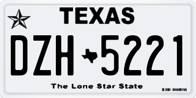 TX license plate DZH5221