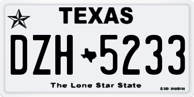 TX license plate DZH5233