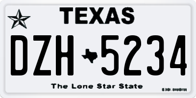 TX license plate DZH5234