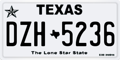 TX license plate DZH5236