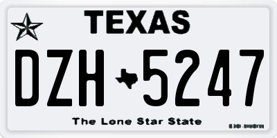 TX license plate DZH5247