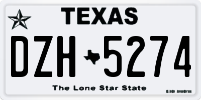 TX license plate DZH5274
