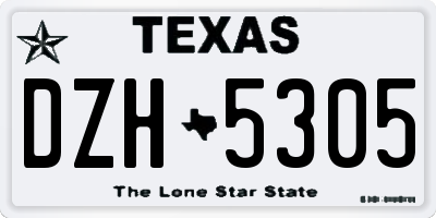 TX license plate DZH5305