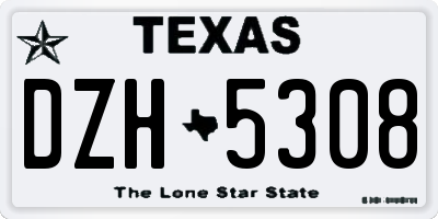 TX license plate DZH5308