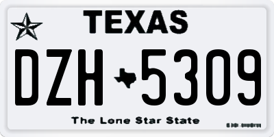 TX license plate DZH5309