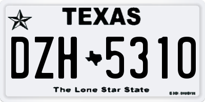 TX license plate DZH5310