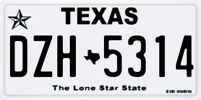 TX license plate DZH5314