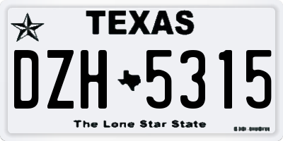 TX license plate DZH5315