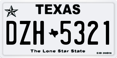 TX license plate DZH5321