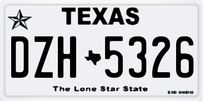 TX license plate DZH5326