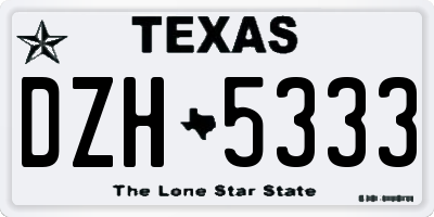 TX license plate DZH5333
