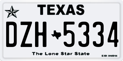 TX license plate DZH5334