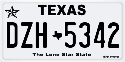 TX license plate DZH5342